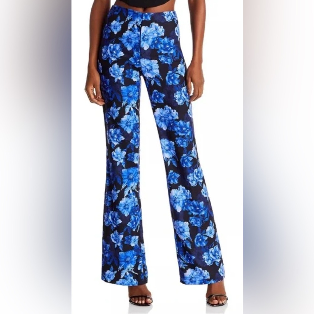 Alice + Olivia Blue Floral Boot Cut Pants